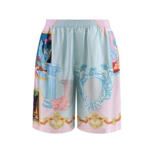 VERSACE Printed Silk Blend Shorts Men MULTICOLOR Pants